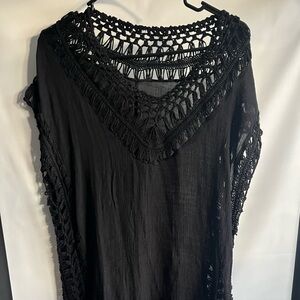 Source Unknown Black Crochet Swim Coverup